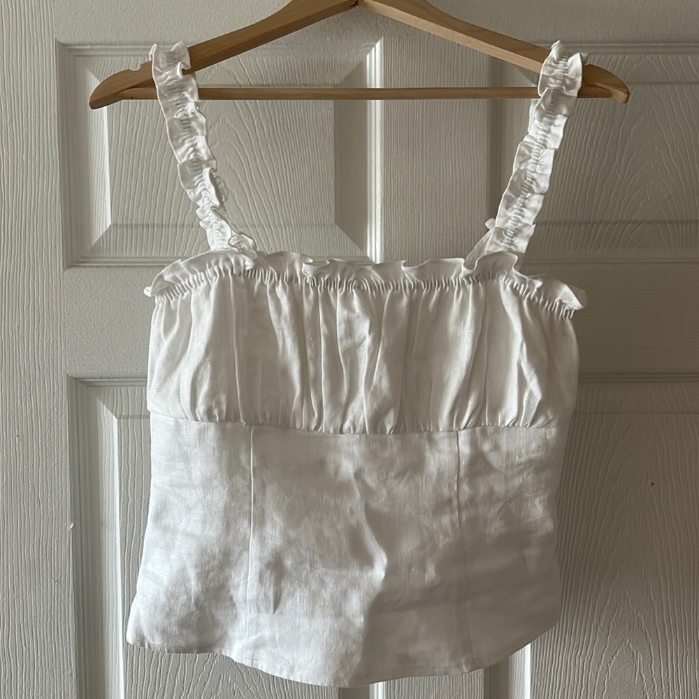 Reformation White Ruffle Strap Top - Picture 2 of 3